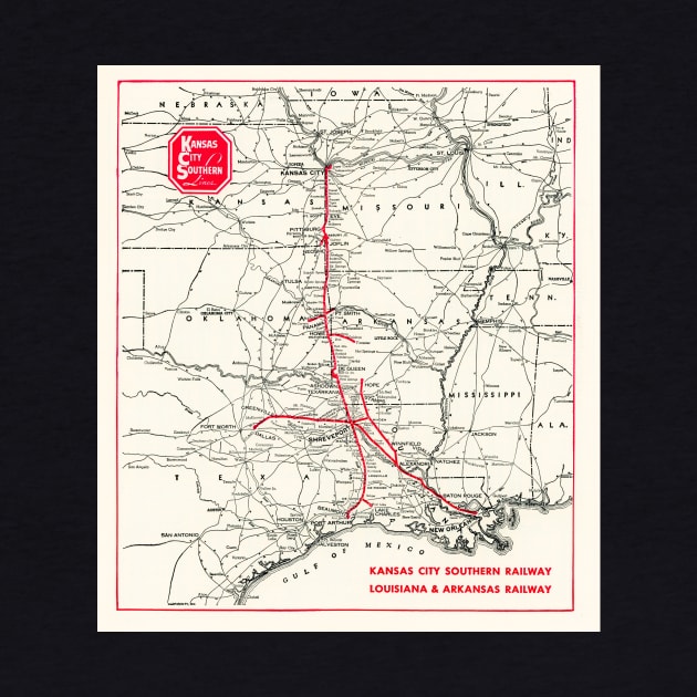 1953 Kansas City Southern Map by Bonita Vista Photography